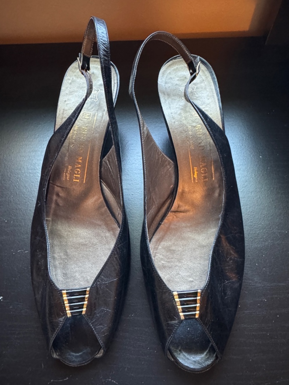 BRUNO MAGLI Vintage Leather Slingback Pumps